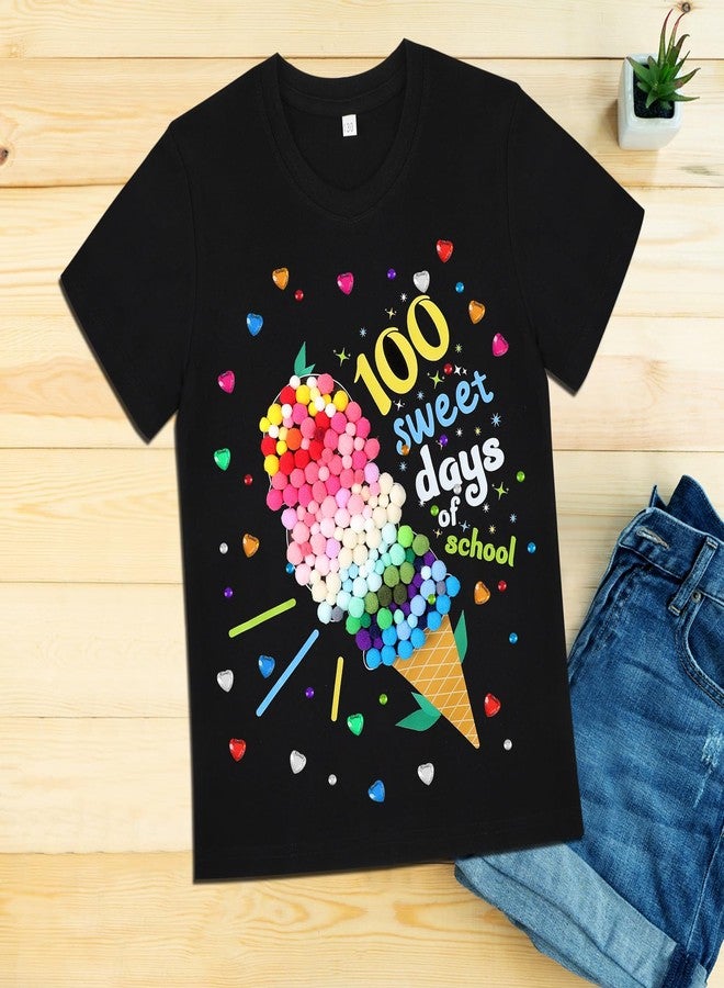 Skicuff طقم قميص Skicuff 100 يوم دراسي يمكنك صنعه بنفسك للأطفال، قميص اليوم المئة من المدرسة للبنات والأولاد، مناسب للحرف اليدوية، مناسب للمعلمين، حفلات الصف الدراسي (حلوى، 5-7 سنوات) - Image 4